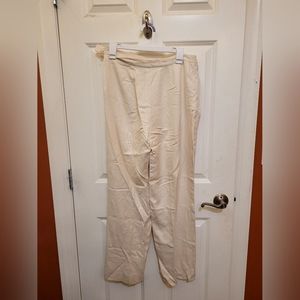 Cream wide leg dress pants